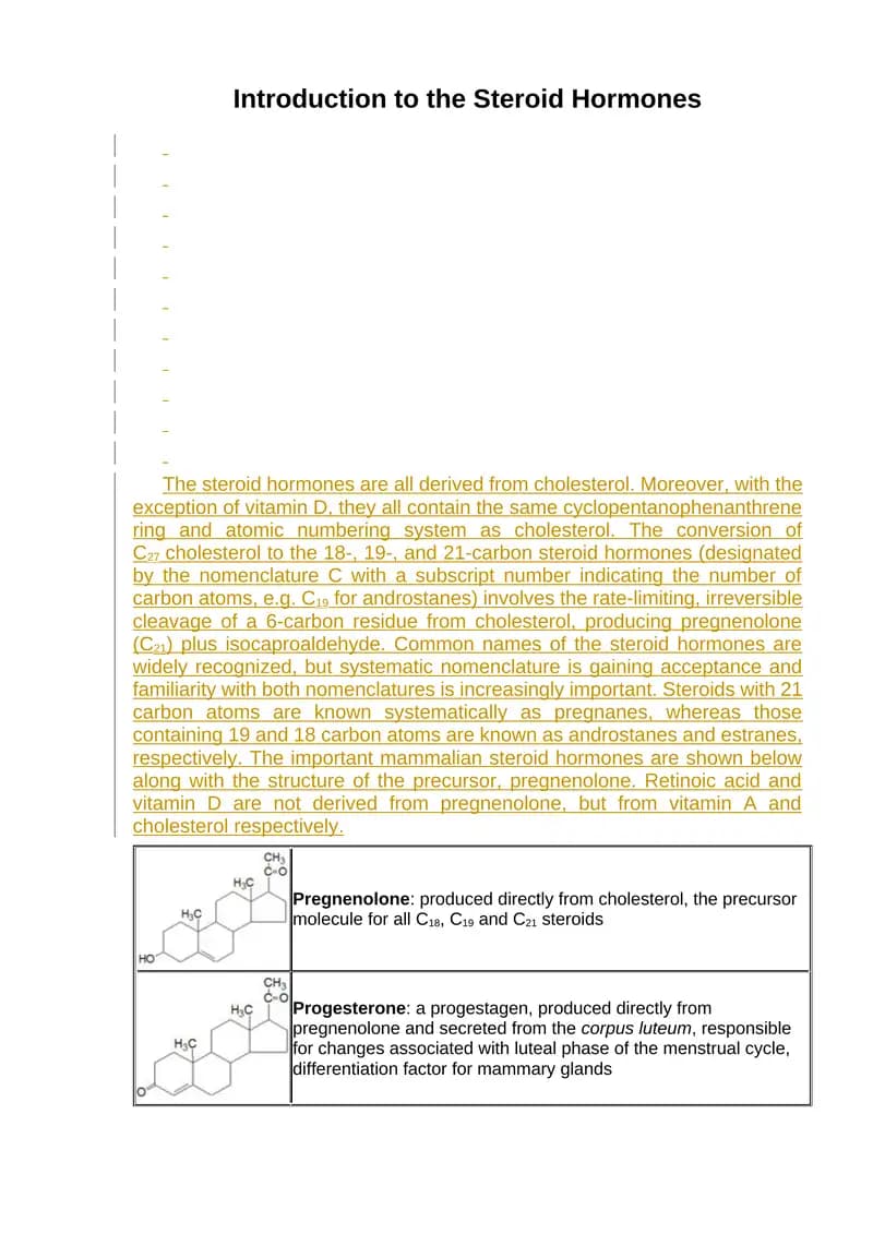 Introduction to the Steroid Hormones