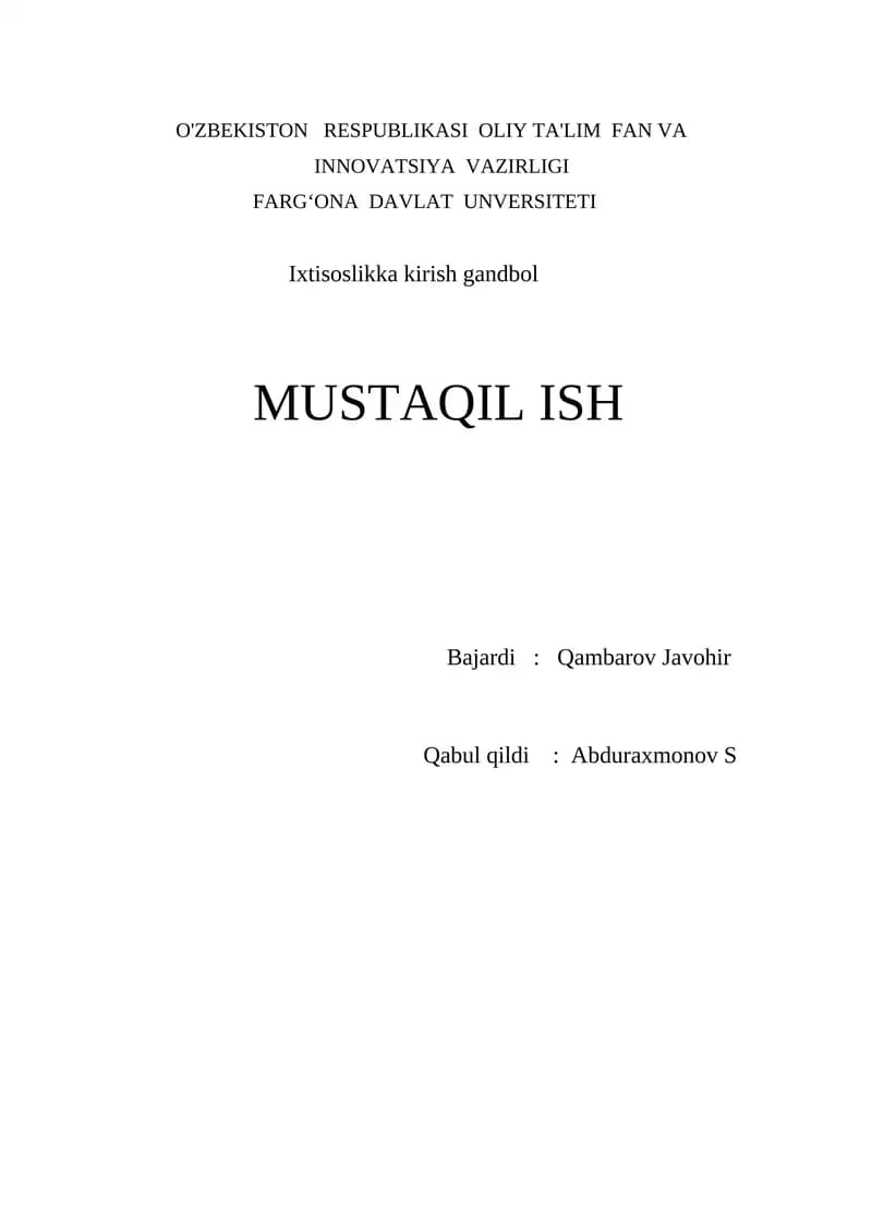 Ixtisoslikka kirish gandbol
