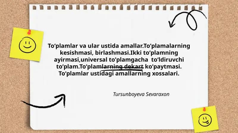 Toʻplamlar va ular ustida amallar
