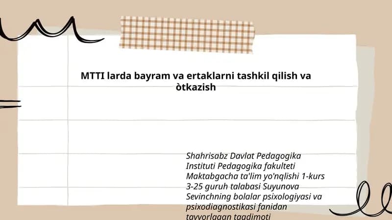 MTTI larda bayram va ertaklarni tashkil qilish va òtkazish