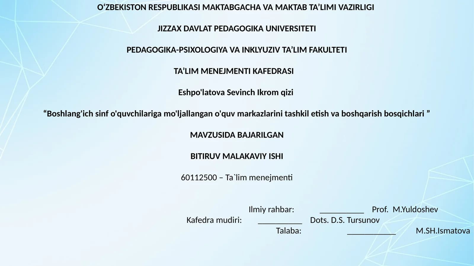 Boshlang'ich sinf o'quvchilariga mo'ljallangan o'quv markazlarini tashkil etish va boshqarish bosqichlari