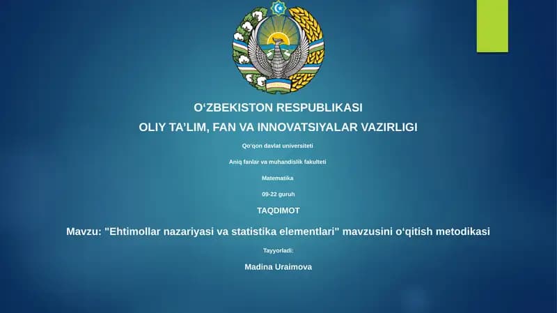 Ehtimollar nazariyasi va statistika elementlari