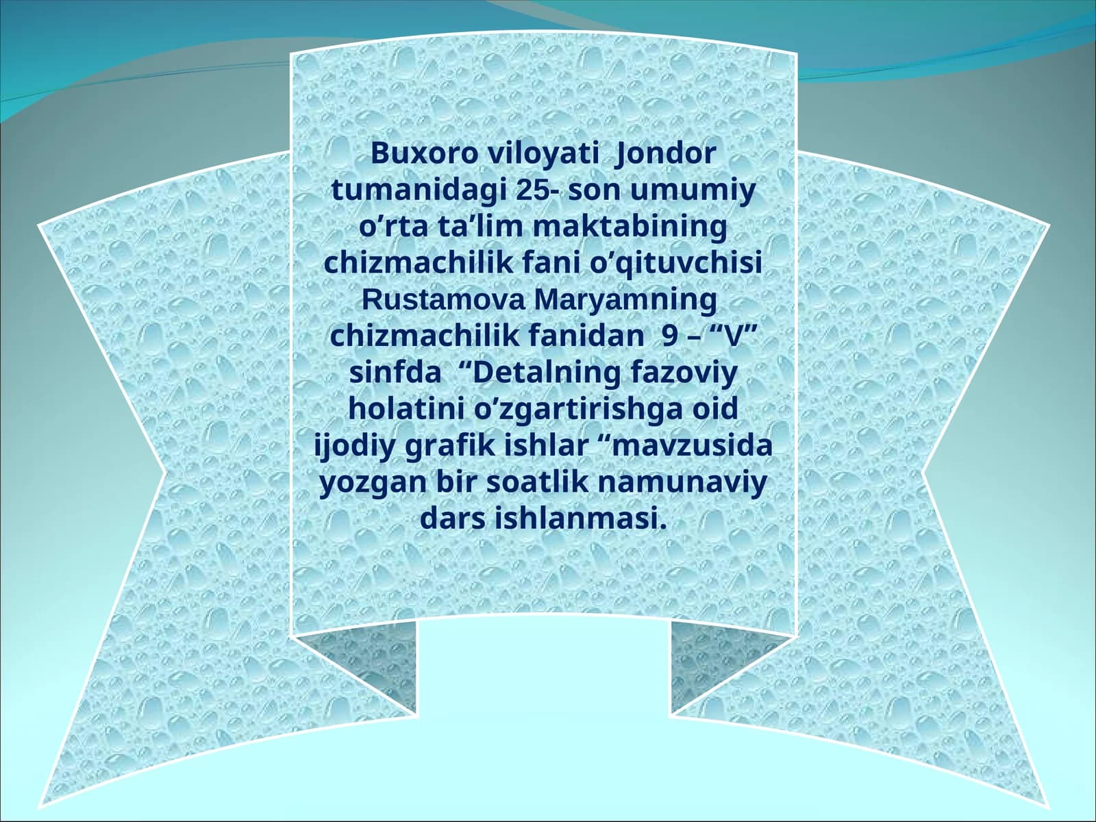 “Detalning fazoviy holatini o’zgartirishga oid ijodiy grafik ishlar” namunaviy dars