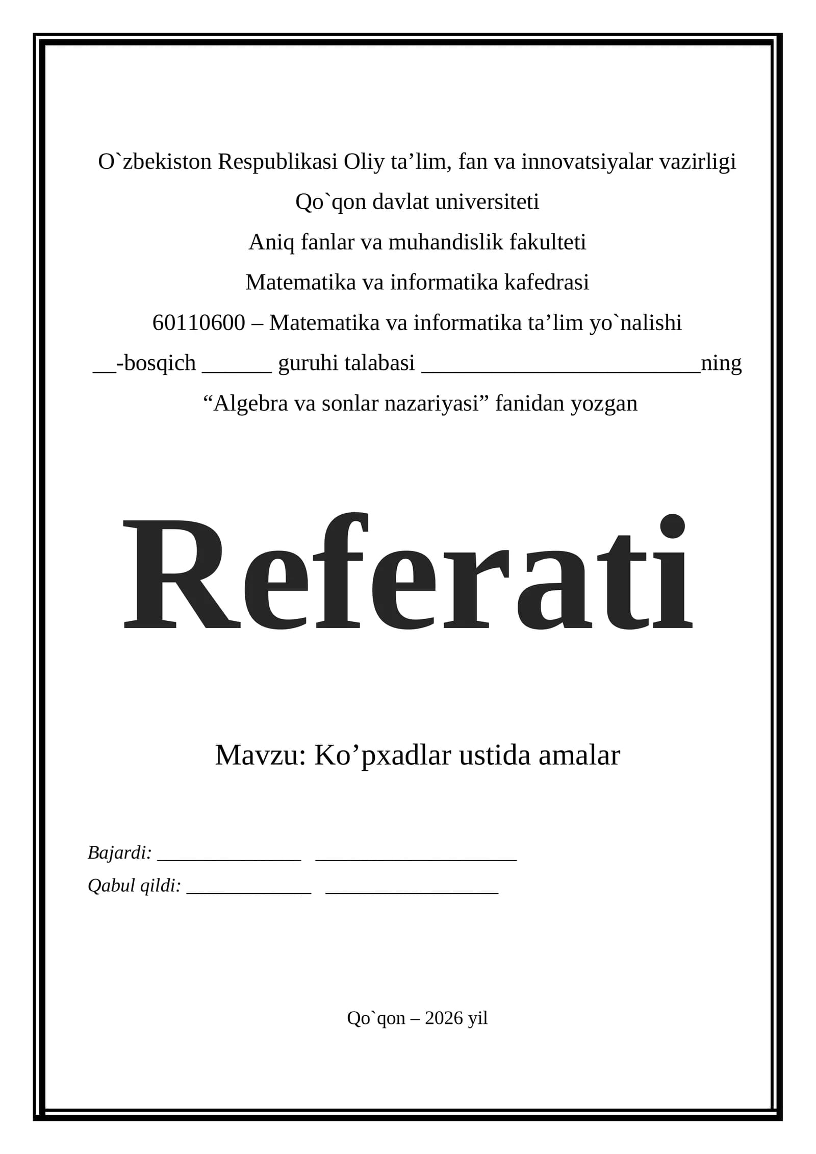 Ko’pxadlar ustida amalar