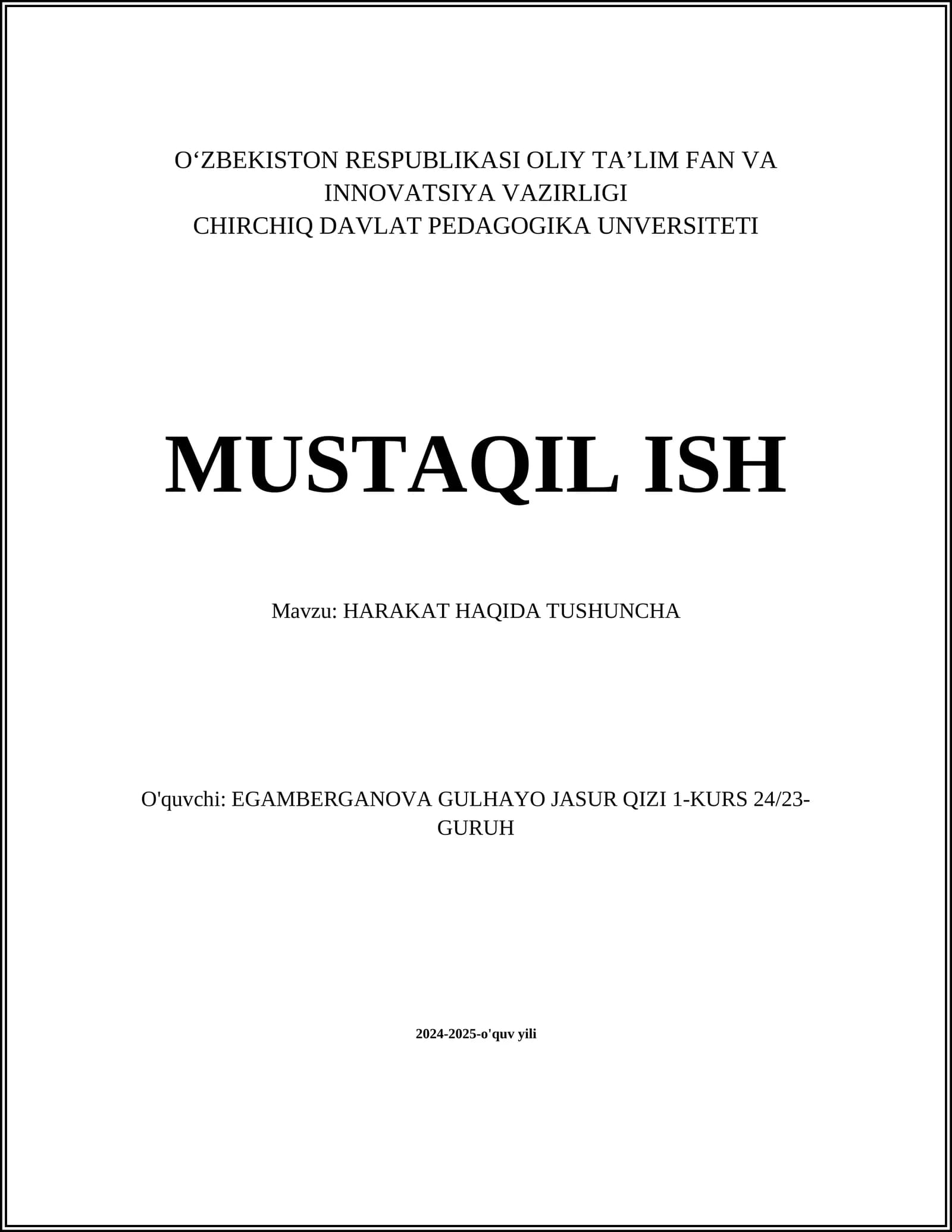 HARAKAT HAQIDA TUSHUNCHA