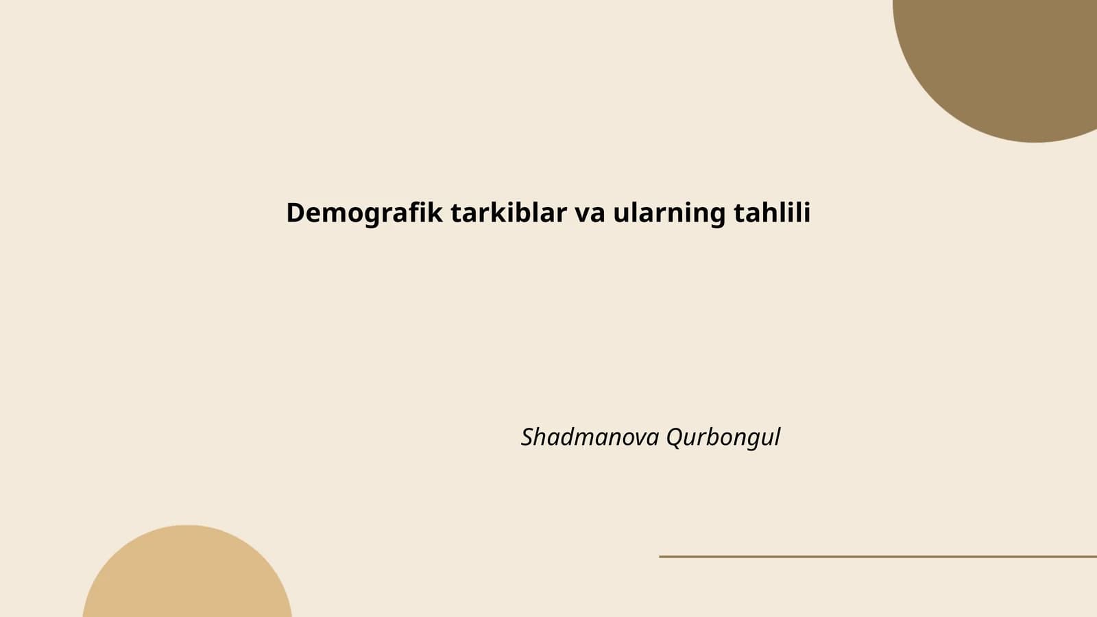 Demografik tarkiblar va ularning tahlili