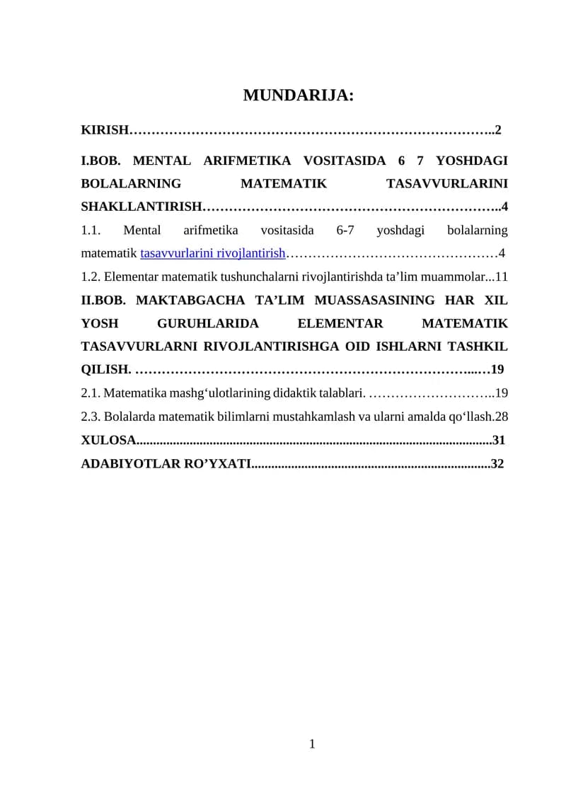 Elementar matematik tushunchalar