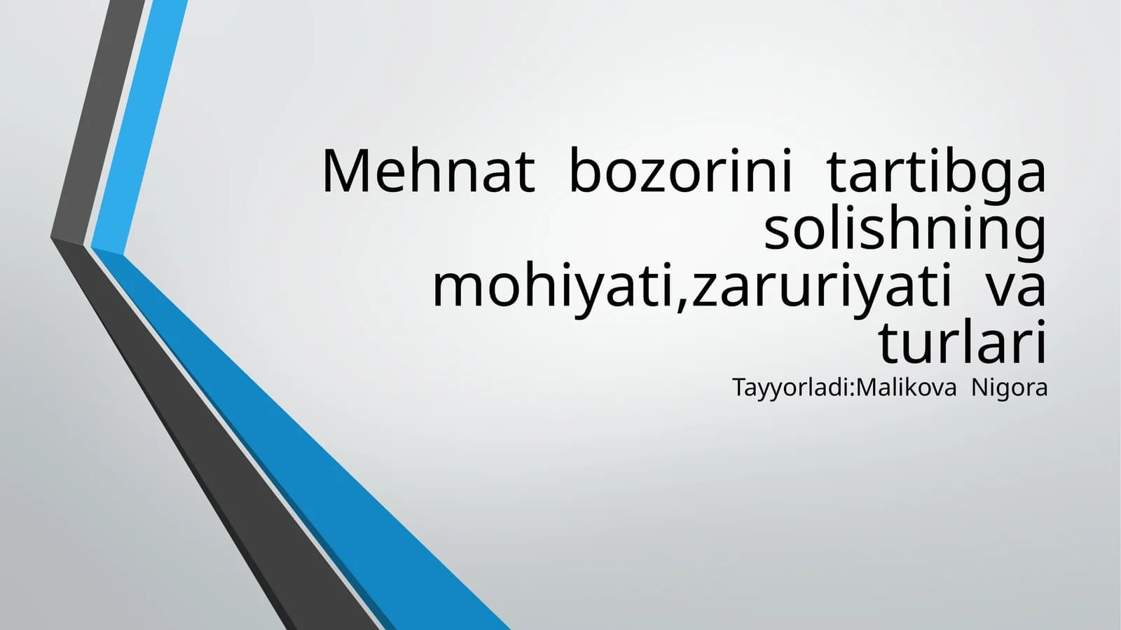Mehnat bozori ino'tartibga solishning mohiyati, zaruriyati va turlari