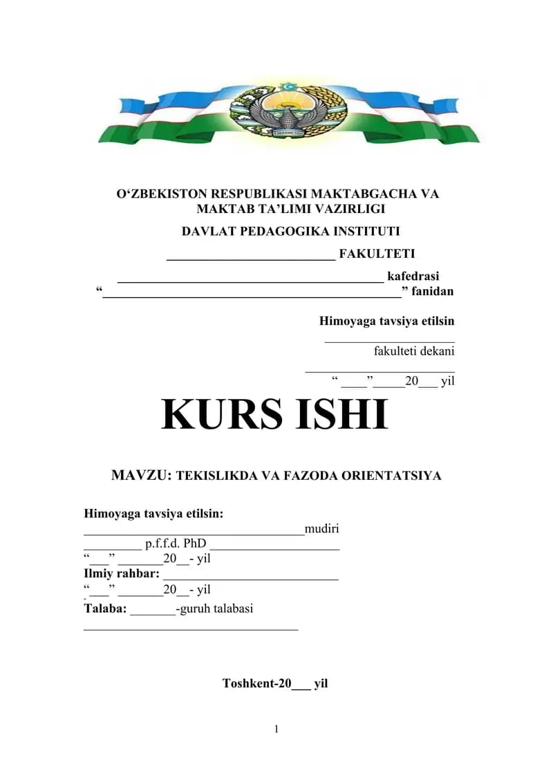 TEKISLIKDA VA FAZODA ORIENTATSIYA