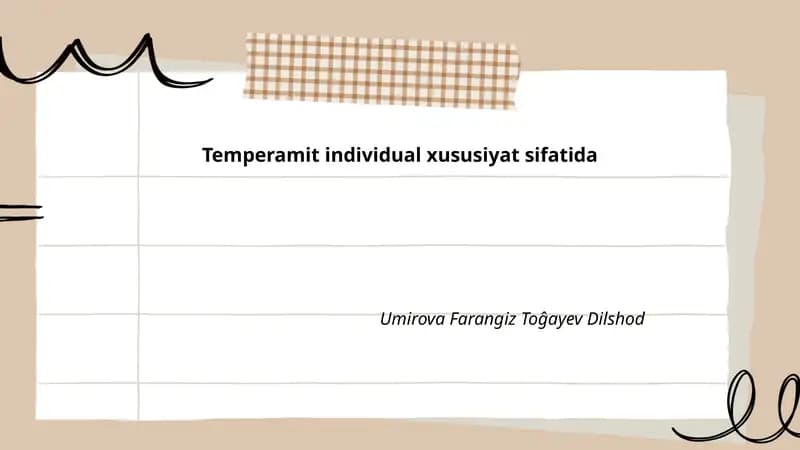 Temperamentning ta'rifi va mohiyati