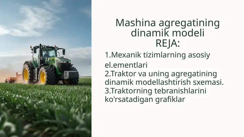 Mashina agregatining dinamik modeli