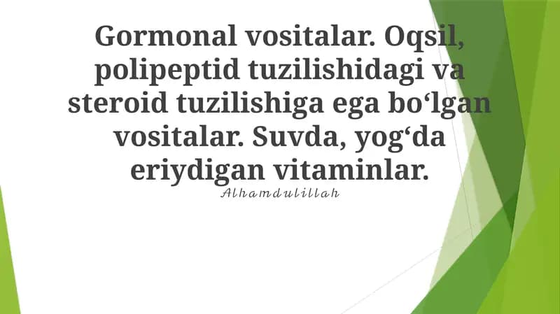 Gormonal Preparatlarning Davolash Sohasidagi Qo'llanilishi