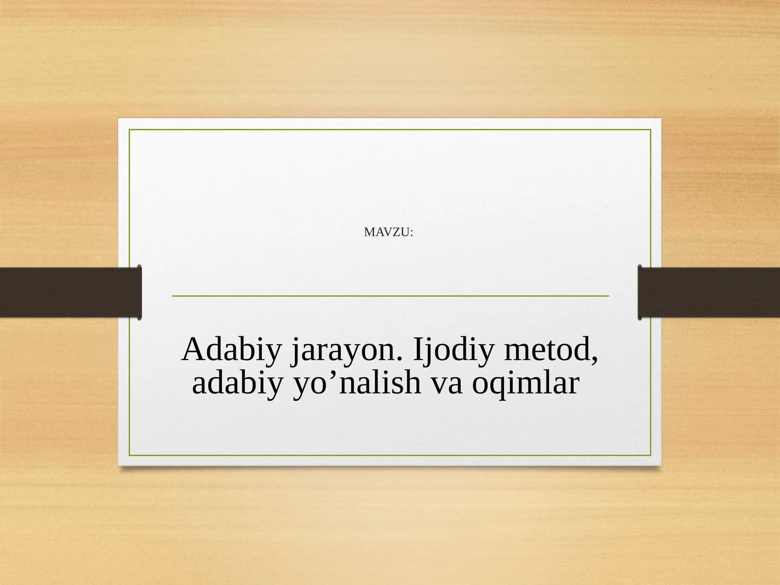 Adabiy jarayon. Ijodiy metod, adabiy yo’nalish va oqimlar