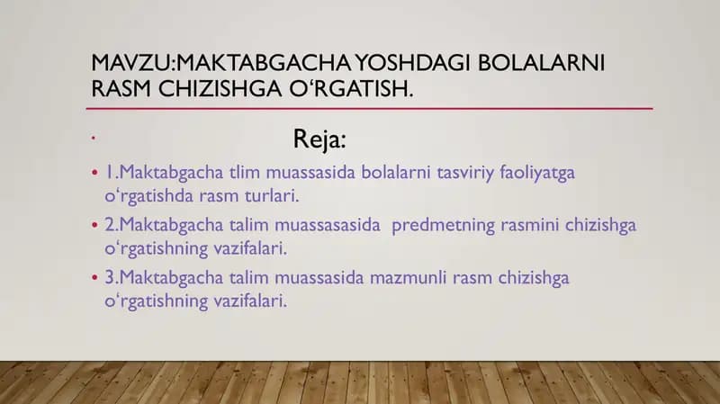 Maktabgacha yoshdagi bolalarni rasm chizishga oʻrgatish