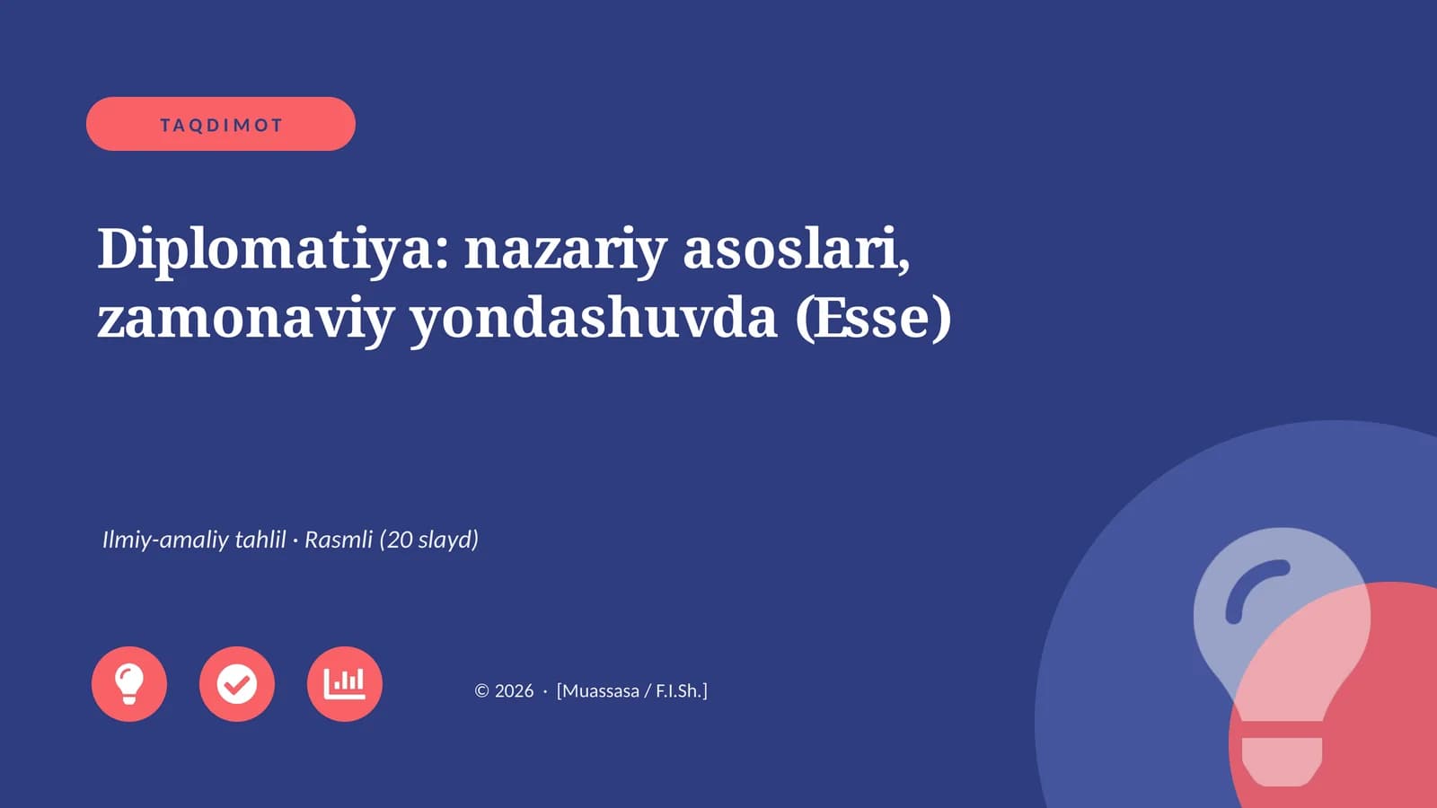 Diplomatiya: nazariy asoslari, zamonaviy yondashuvda (Esse)