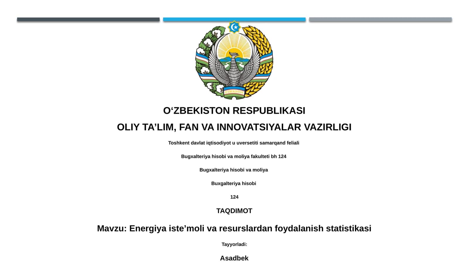 Energiya iste’moli va resurslardan foydalanish statistikasi