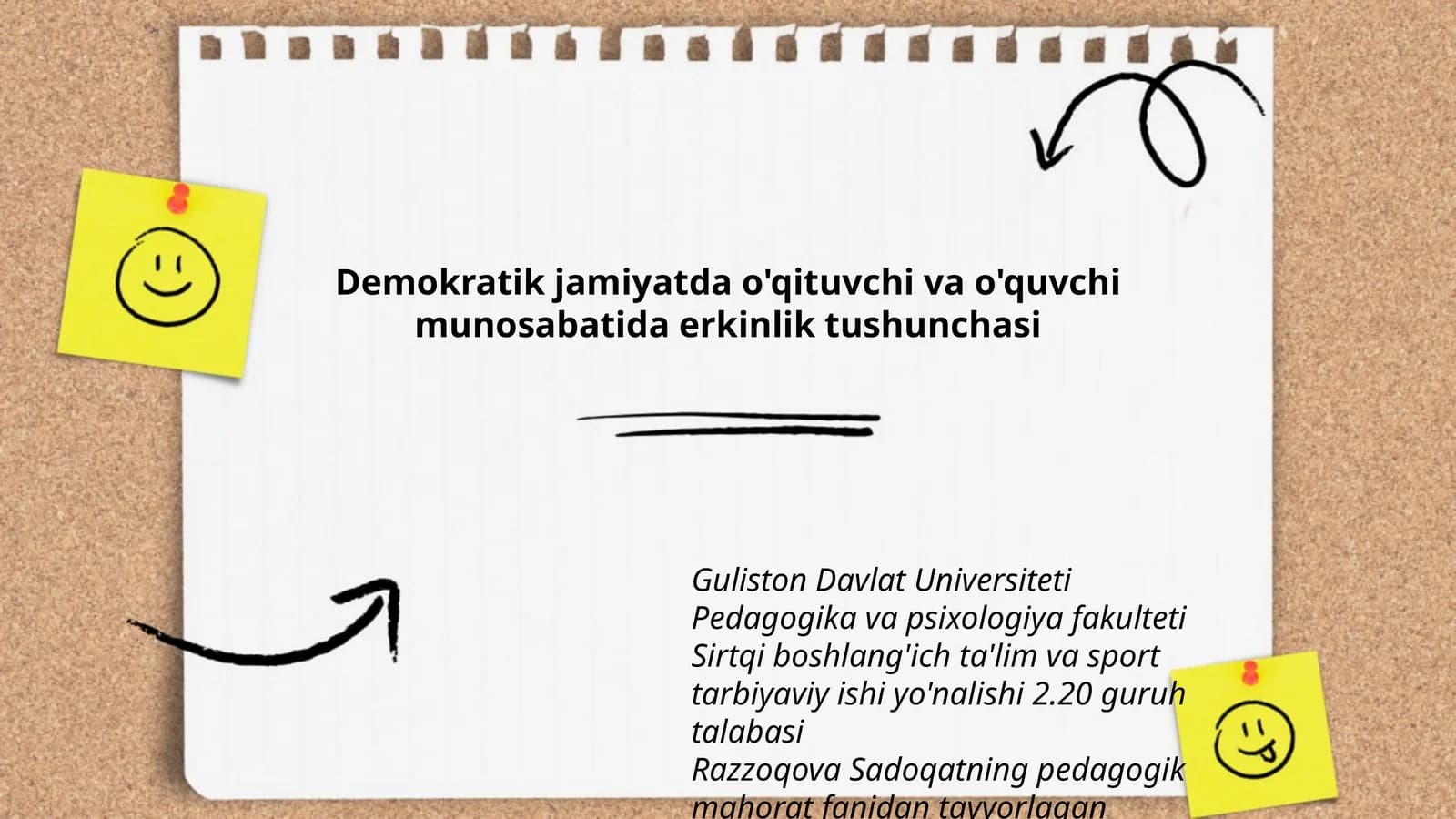 Razzoqova Sadoqatning pedagogik mahorat fanidan tayyorlagan taqdimoti