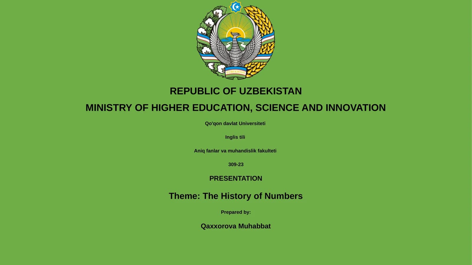 History of Numbers Presentation