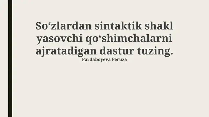 Sintaktik Affikslarni Ajratish Algoritmi