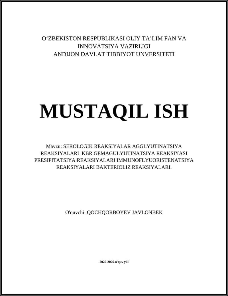 SEROLOGIK REAKSIYALAR