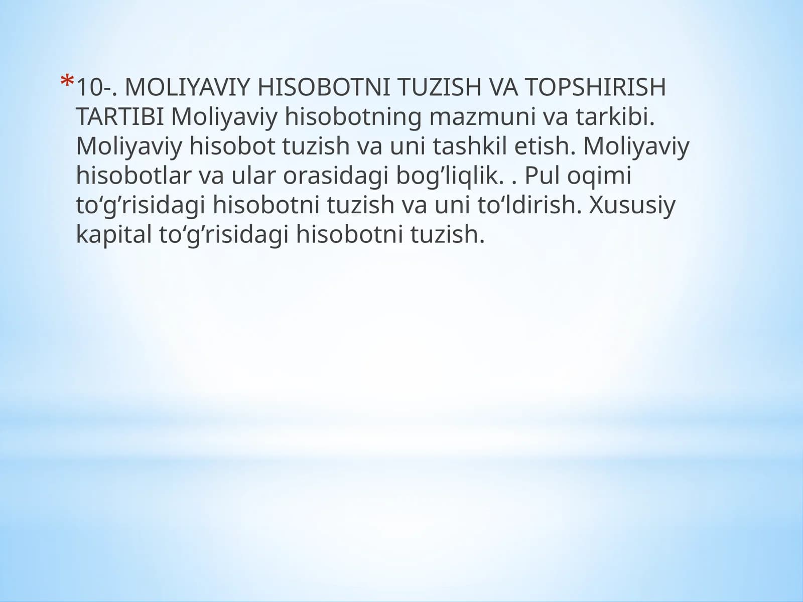 Moliyaviy Hisobotni Tuzish va Topshirish Tartibi