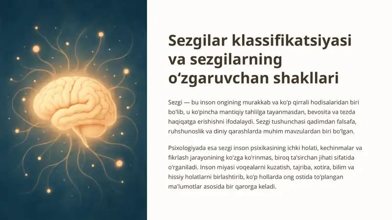 Sezgilar klassifikatsiyasi va sezgilarning o‘zgaruvchan shakllari