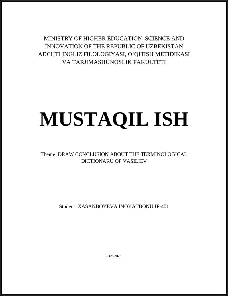 Vasiliev's Terminological Dictionary