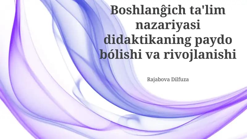 Boshlanĝich ta'lim nazariyasi didaktikaning paydo bólishi va rivojlanishi