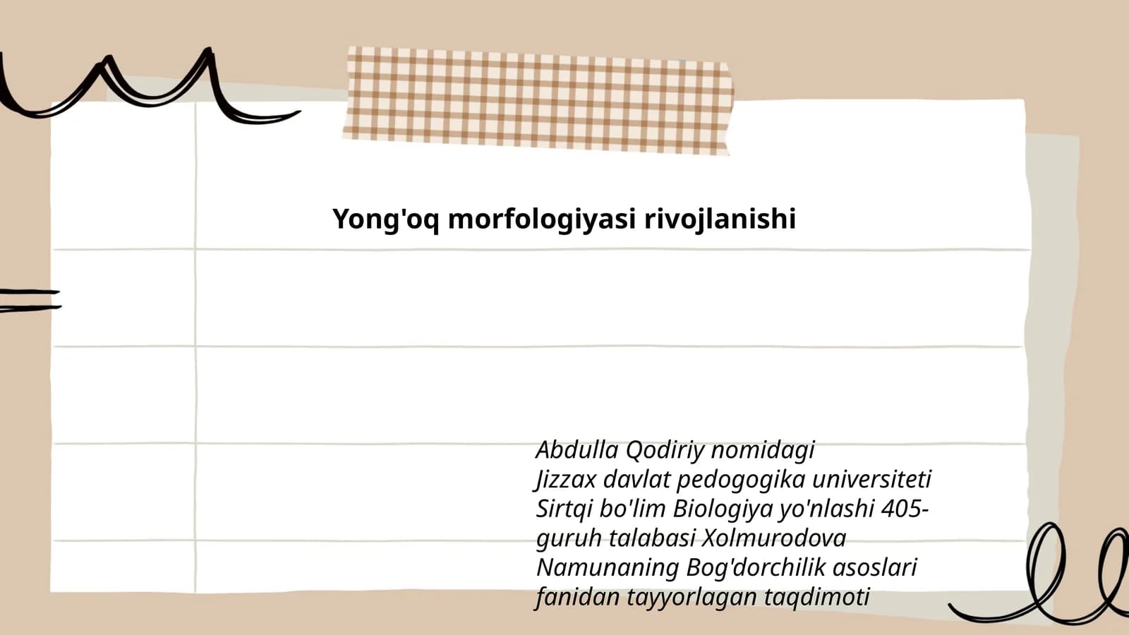 Yongoq morfologiyasi rivojlanishi