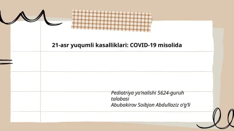 COVID-19 yuqumli kasalliklari xaqida