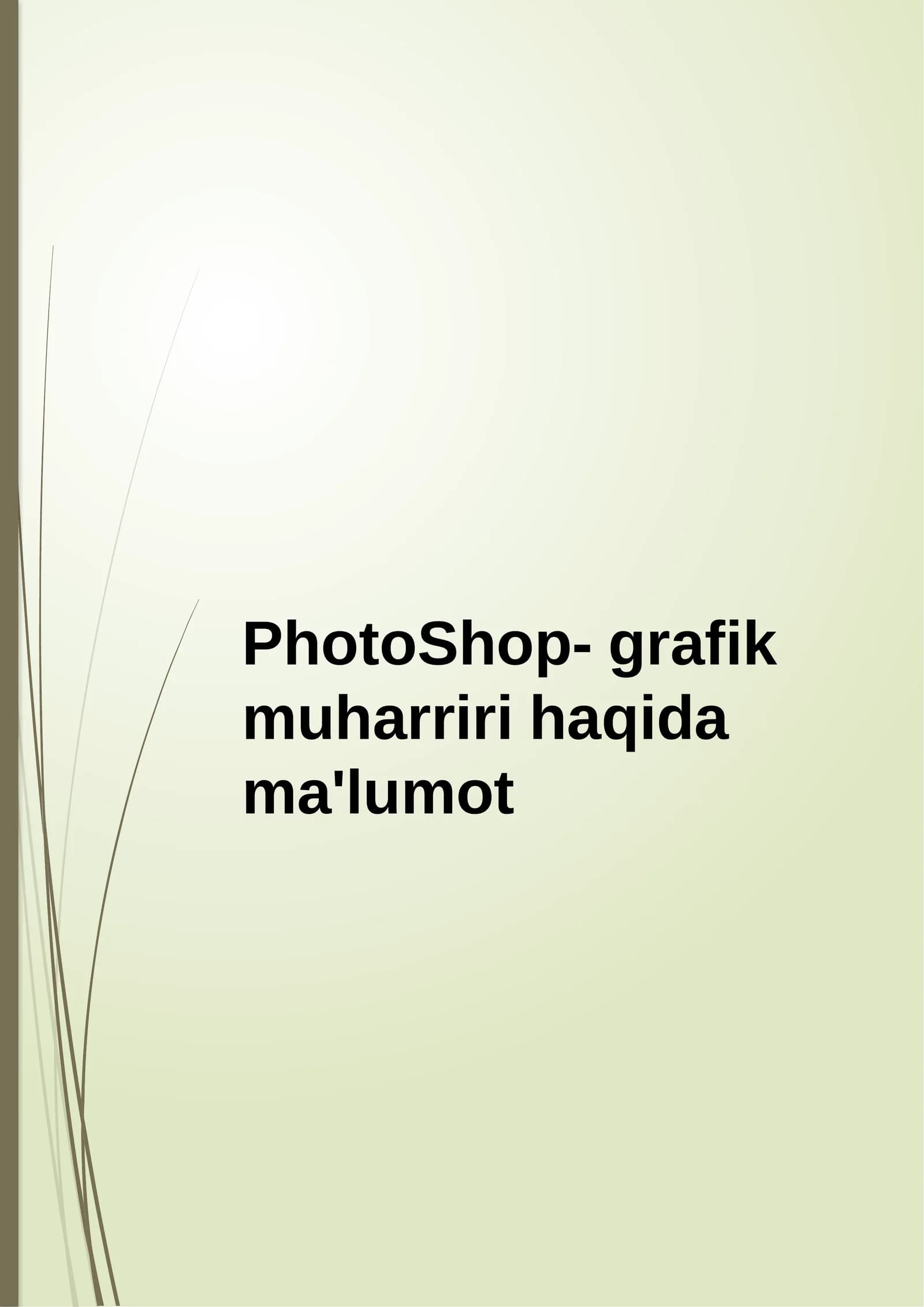PhotoShop-grafik muharriri haqida ma'lumot