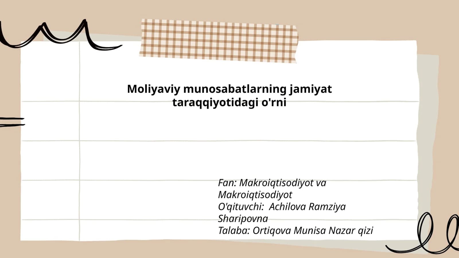 Moliyaviy munosabatlarning jamiyat taraqqiyotidagi o'rni