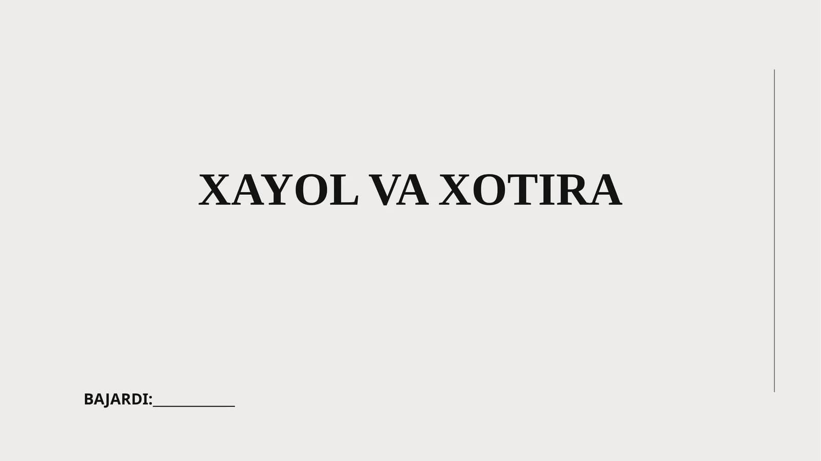 Xayol va xotira