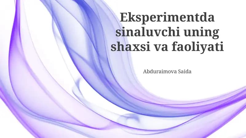 Tajriba Mavzusi Shaxsiyatining Ta'rifi