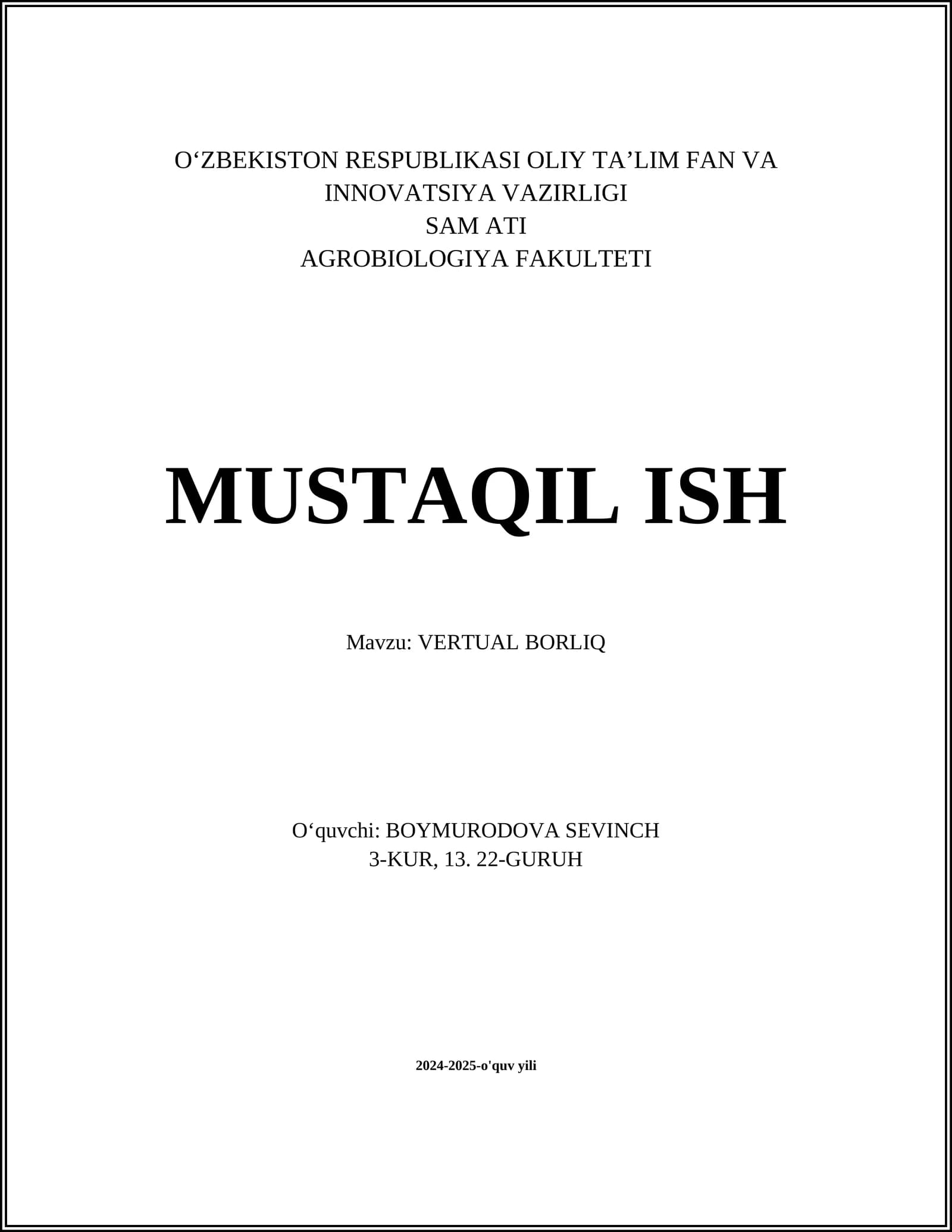 VERTUAL BORLIQ