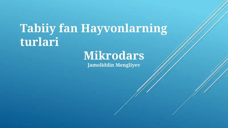 Tabiiy fan Hayvonlarning turlari