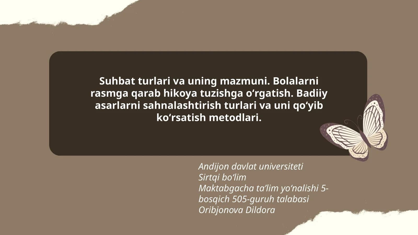 Suhbat turlari va uning mazmuni