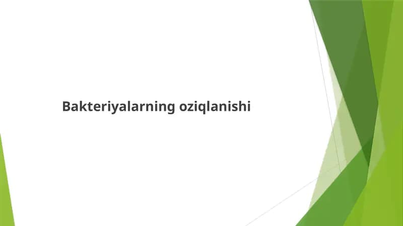 Bakteriyalarning oziqlanishi