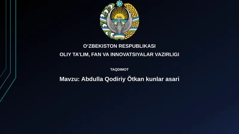 Abdulla Qodiriy O'tkan kunlar asari