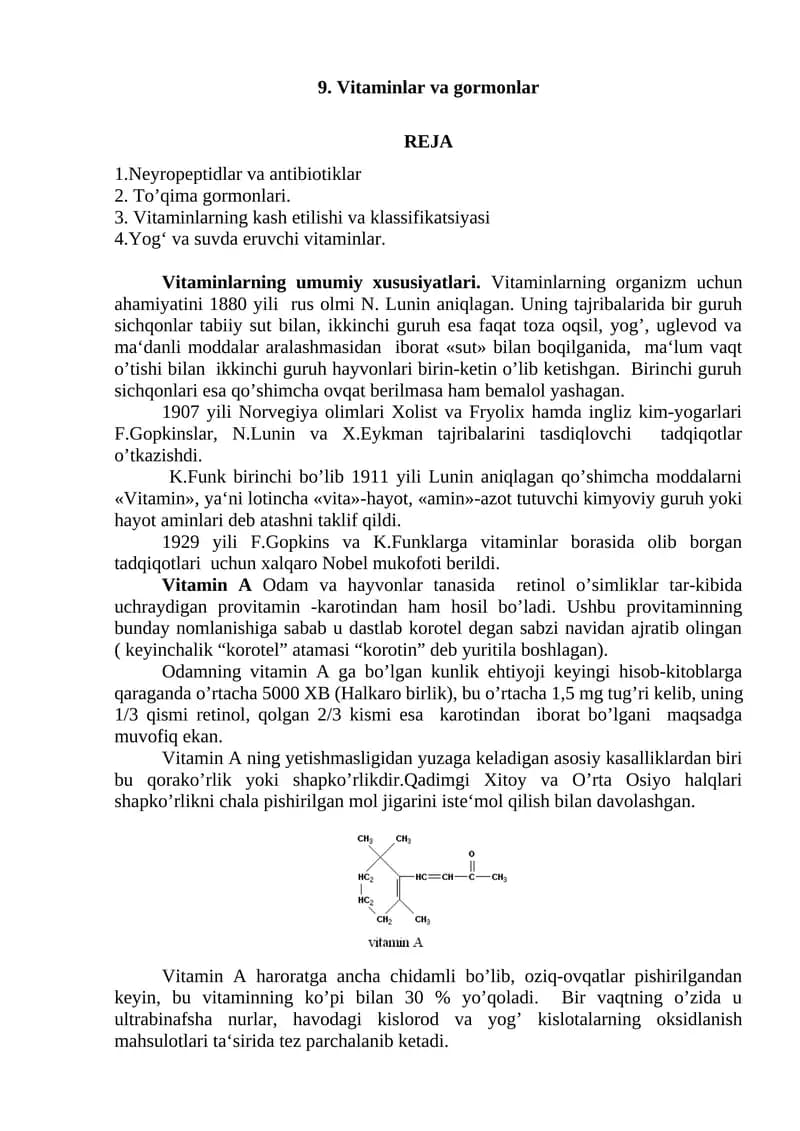 Vitaminlar va gormonlar