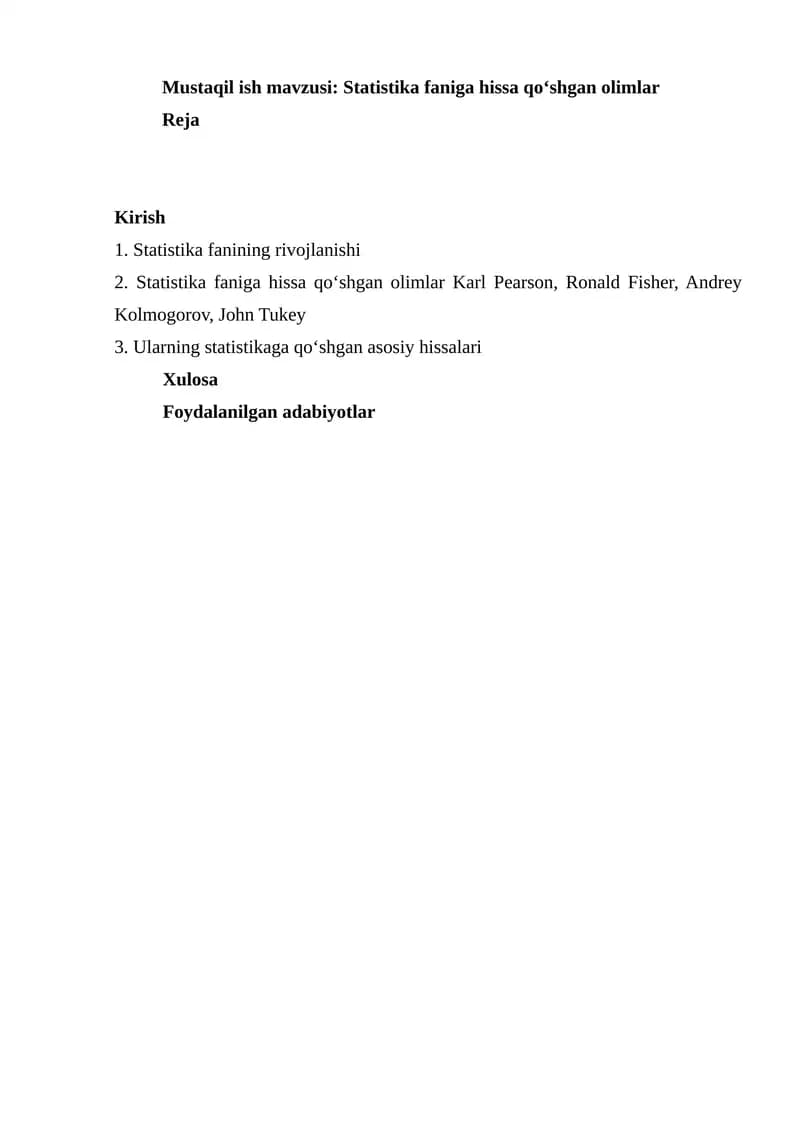 Statistika faniga hissa qo‘shgan olimlar