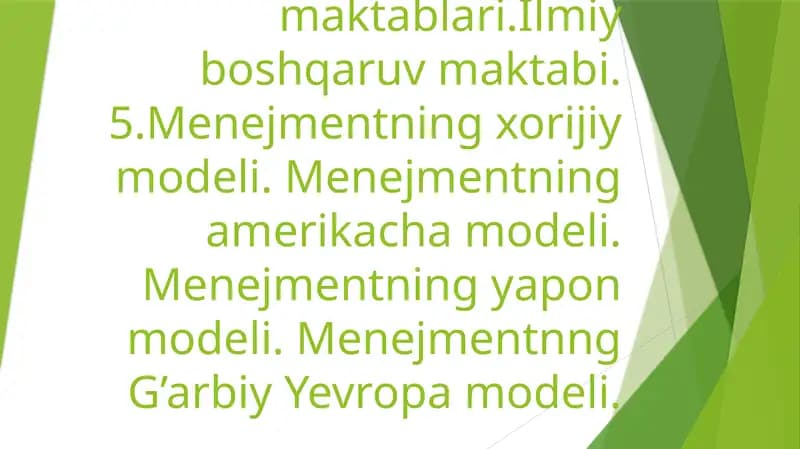 Menejmentning rivojlanish tarixi va hozirgi holati