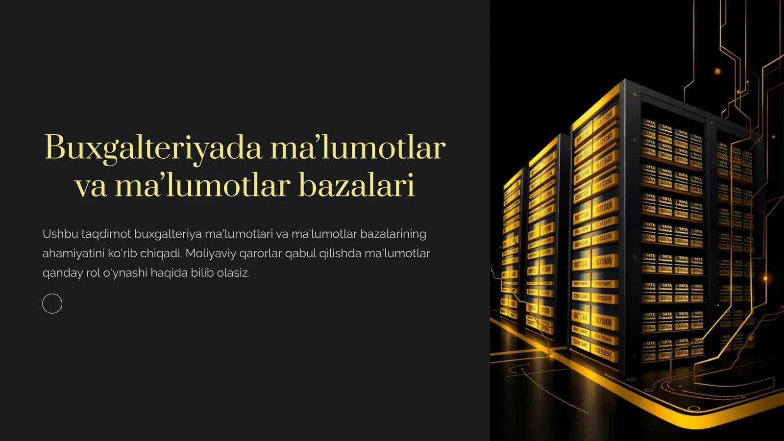 Buxgalteriyada maʼlumotlar va maʼlumotlar bazalari