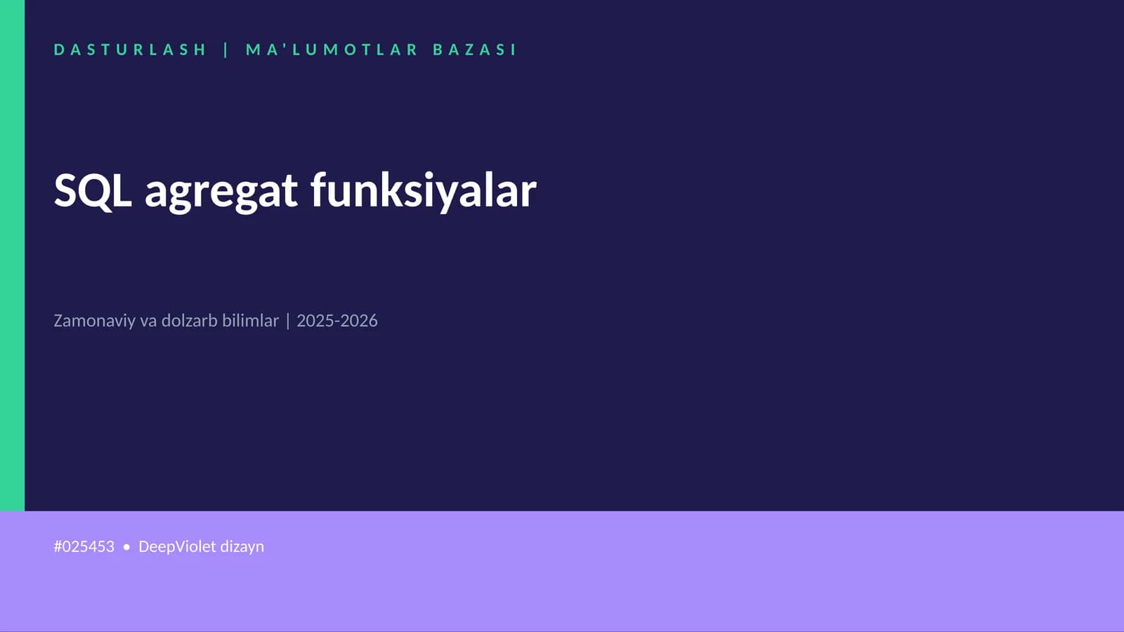 SQL agregat funksiyalar