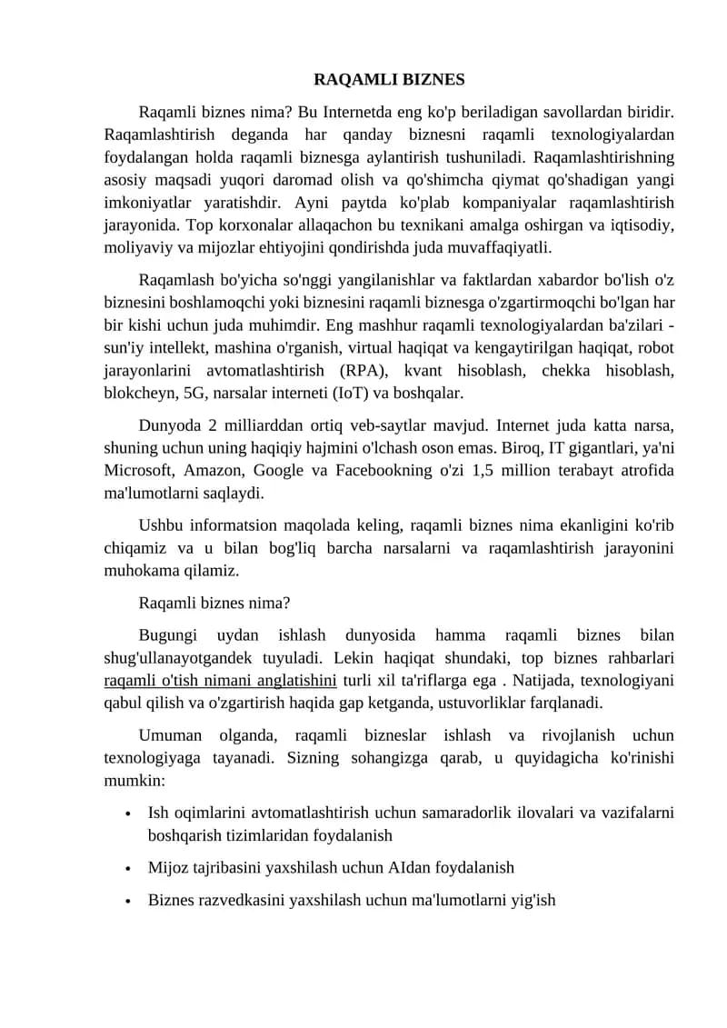 RAQAMLI BIZNES