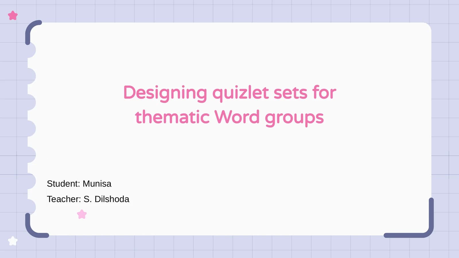 Designing quizlet sets for thematic Word groups