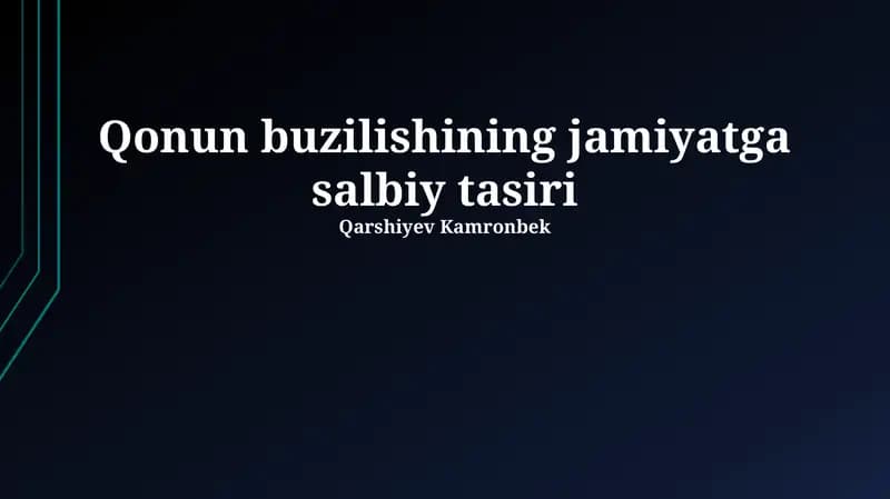 Qonunsizlikning Ijtimoiy Hayotga Salbiy Ta'siri