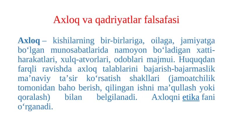 Axloq va qadriyatlar falsafasi