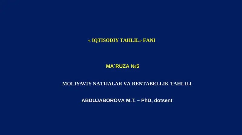 IQTISODIY TAHLIL