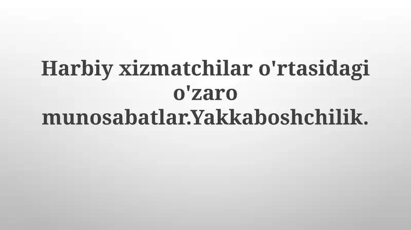 Yakkaboshchilikning mohiyati